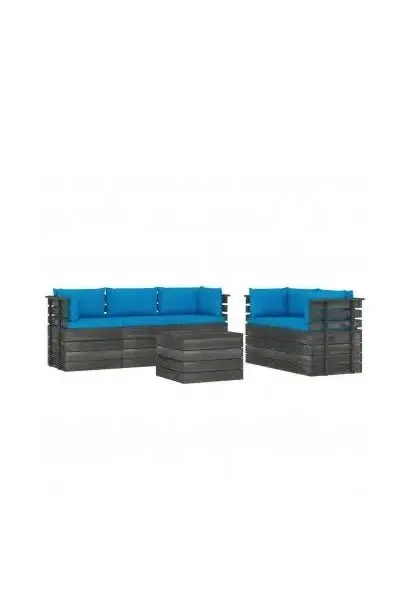 VIDAXL 3061891 Conjunto de sofás y mesa para jardín de madera palés con acabado azul claro de vidaXL