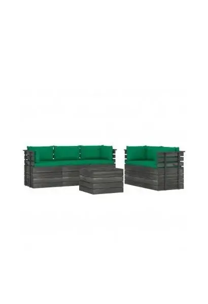 VIDAXL 3061892 Set de muebles modulares de 6 piezas de estilo palet con cojines en color verde de vidaXL