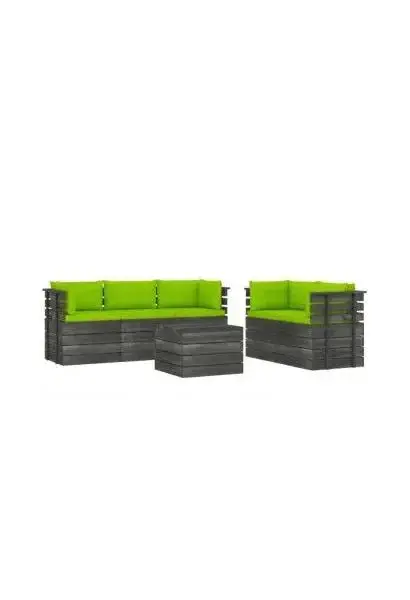 VIDAXL 3061898 Conjunto de muebles de exterior gris y verde de palets de madera maciza de pino de vidaXL