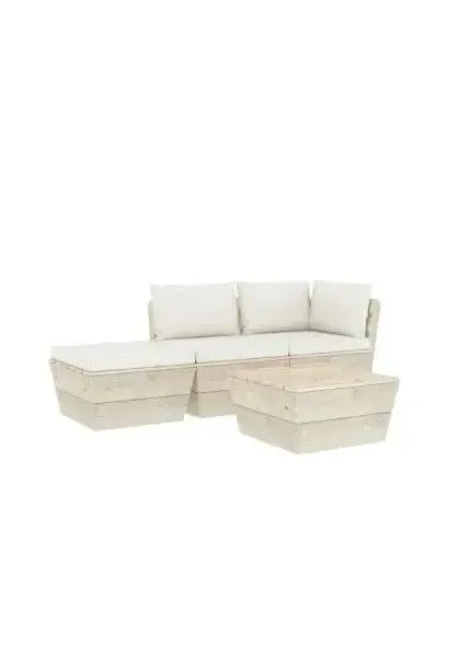 VIDAXL 3063434 Muebles de jardín de 4 plazas individuales de palets de madera de abeto y cojines de vidaXL