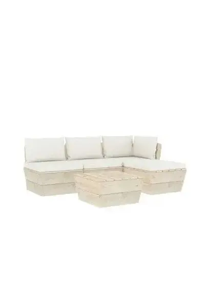 VIDAXL 3063458 Set de muebles de jardín de 5 plazas individuales de palets de madera de abeto y cojines de vidaXL