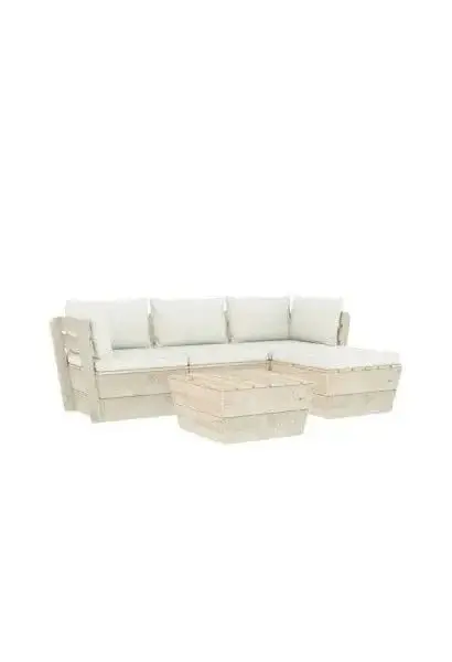 VIDAXL 3063470 Conjunto de muebles de jardín de 5 plazas individuales de palets de madera de abeto y cojines de vidaXL