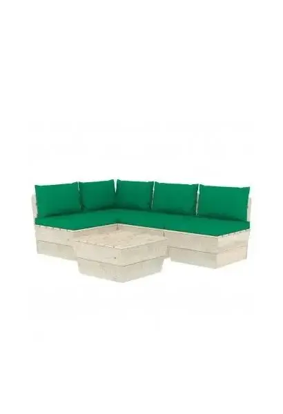 VIDAXL 3063485 Juego de muebles para exteriores hecho de madera de abeto impregnada y tela color verde 5 piezas de vidaXL