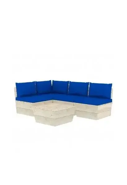 VIDAXL 3063490 Juego de muebles para exteriores hecho de madera de abeto impregnada y tela color azul 5 piezas de vidaXL