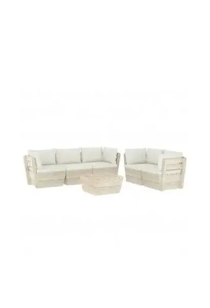 VIDAXL 3063518 Set de muebles de jardín modular de 7 piezas estilo palet en color blanco crema de vidaXL