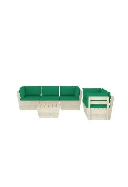 VIDAXL 3063521 Conjunto de muebles de madera para exterior de 6 piezas con cojines color verde de vidaXL