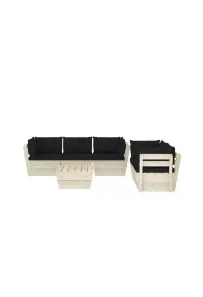 VIDAXL 3063523 Conjunto de muebles de madera para exterior de 6 piezas con cojines color negro de vidaXL