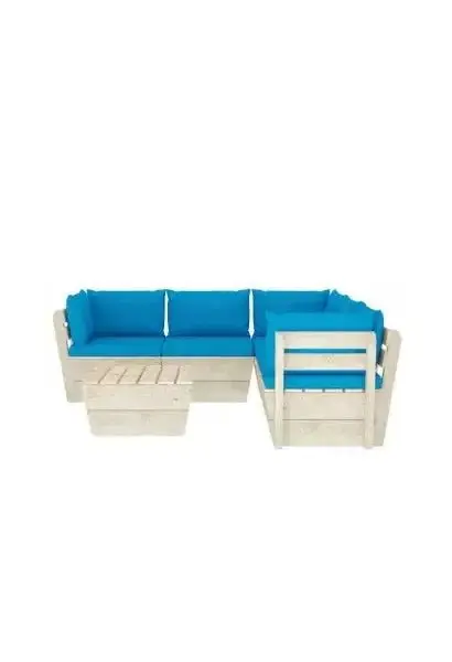 VIDAXL 3063532 Juego de muebles de palés para jardín de 6 piezas con cojines color azul claro de vidaXL