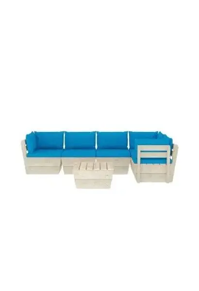 VIDAXL 3063568 Juego de muebles de palés para jardín de 6 piezas con cojines color azul de vidaXL