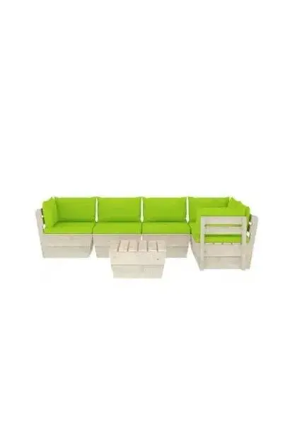 VIDAXL 3063575 Set de muebles de palés para jardín de 6 piezas con cojines color verde brillante de vidaXL