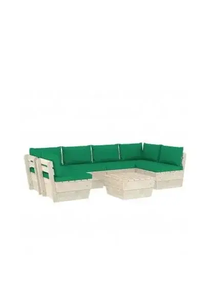 VIDAXL 3063593 Set de muebles de jardín de 7 piezas estilo palet con cojines en color verde de vidaXL