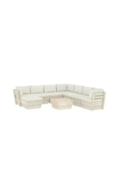 VIDAXL 3063662 Set de muebles para el jardín de 9 piezas fabricados de madera de abeto con cojines de vidaXL