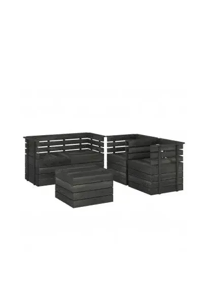 VIDAXL 3063742 Muebles de palets para jardín de 5 piezas de madera maciza de pino gris oscuro de vidaXL