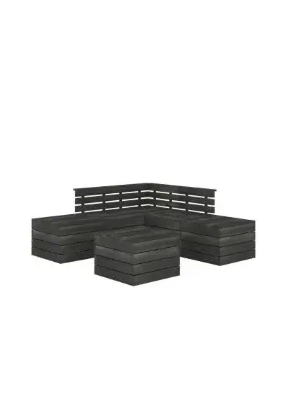 VIDAXL 3063744 Juego de muebles para jardín de palets de madera maciza de pino gris oscuro de vidaXL