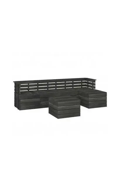VIDAXL 3063746 Conjunto de sofás y mesa de palets para exteriores fabricado en madera de pino en color gris oscuro de vidaXL