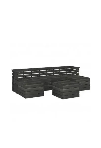 VIDAXL 3063755 Set de muebles de palets de jardín 7 piezas de madera maciza de pino gris oscuro de vidaXL