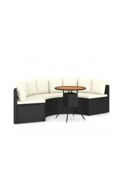 VIDAXL 3064904 Set de muebles de jardín con 5 piezas de acero y ratán sintético negro con cojines de vidaXL