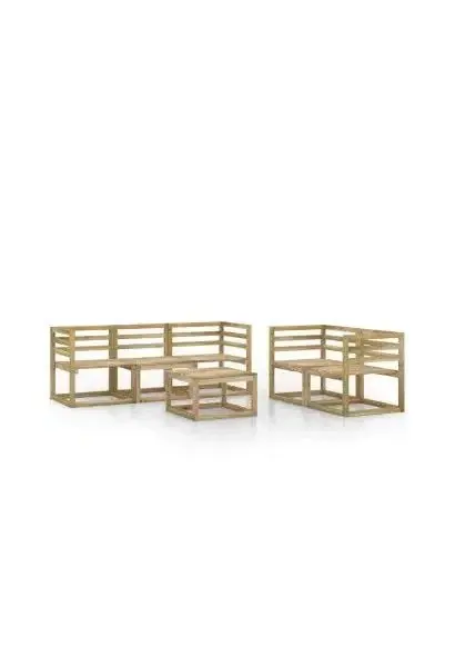 VIDAXL 3065301 Set de muebles individuales para el jardín de 6 piezas fabricados en madera de pino impregnada verde de vidaXL