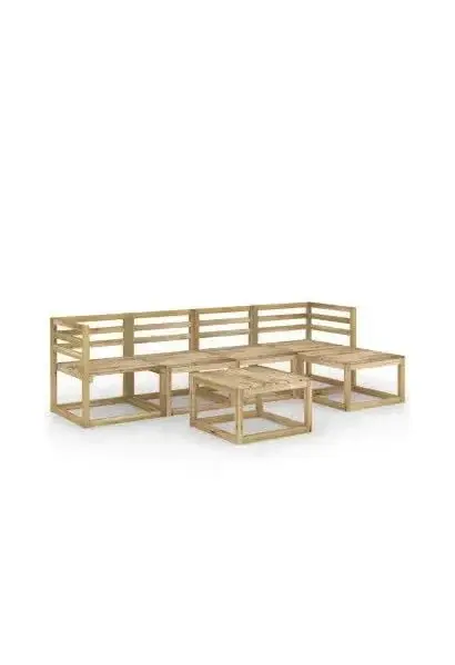 VIDAXL 3065304 Conjunto de muebles individuales para el jardín de 6 piezas fabricados en madera de pino verde impregnada de vidaXL