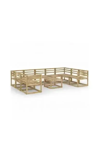 VIDAXL 3065310 Muebles de jardín por 10 piezas de madera de pino verde impregnada rústico de vidaXL