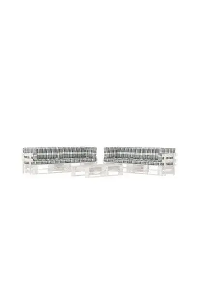 VIDAXL 3067010 Muebles de palets de 6 piezas con cojines fabricados en madera y poliéster de color blanco y acabado Grises de vidaXL