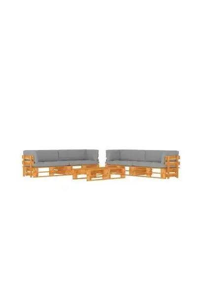 VIDAXL 3067023 Muebles de palets de 6 piezas con cojines fabricados en madera de color marrón miel y gris de vidaXL