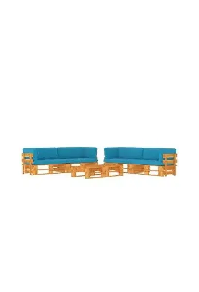 VIDAXL 3067025 Muebles de palets de 6 piezas fabricados en madera de pino en color marrón miel y azul de vidaXL
