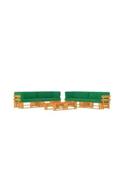 VIDAXL 3067026 Juego de muebles de palets de 6 piezas fabricados en madera de pino en color marrón miel y verde de vidaXL