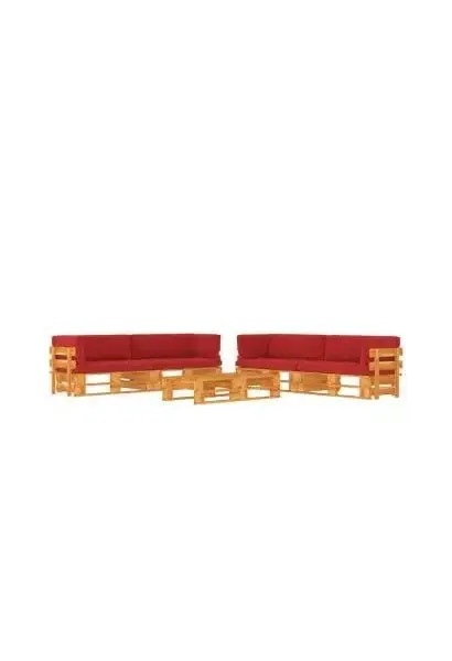 VIDAXL 3067027 Muebles de palets de 6 piezas fabricados en madera en color marrón miel y rojo de vidaXL
