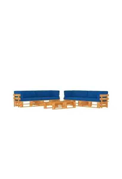 VIDAXL 3067030 Muebles de palets de 6 piezas fabricados en madera de color marrón miel y azul real de vidaXL