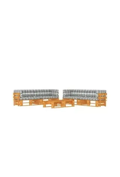 VIDAXL 3067034 Muebles de palets de 6 piezas fabricados en madera de color marrón miel y gris de vidaXL