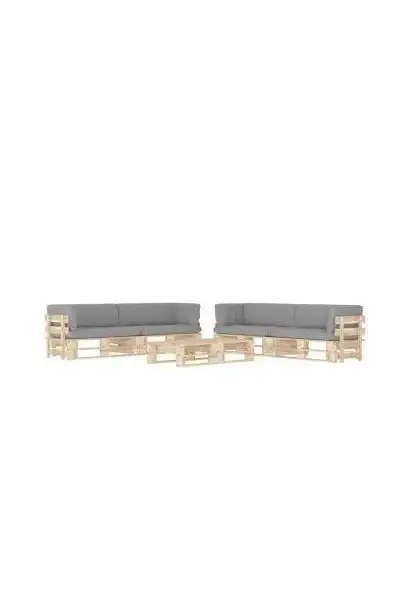 VIDAXL 3067035 Muebles de palets de 6 piezas con cojines fabricados en madera de color natural y gris de vidaXL