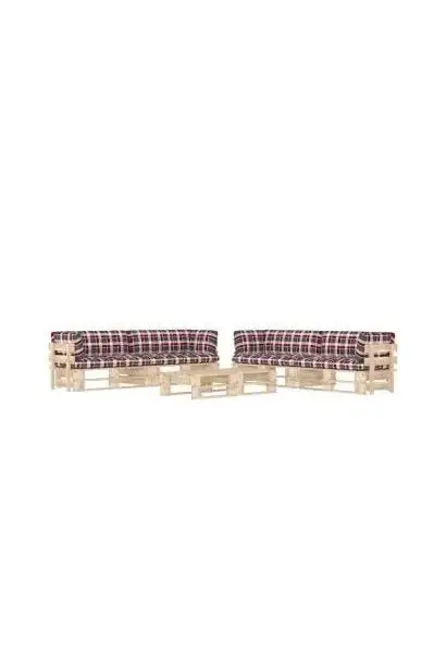 VIDAXL 3067045 Muebles de palets de 6 piezas con cojines fabricadas en madera de color natural y rojo de vidaXL