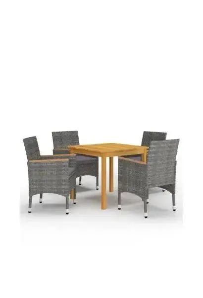 VIDAXL 3067678 Juego de comedor para el jardín de 5 piezas fabricado en madera con un acabado color gris de vidaXL
