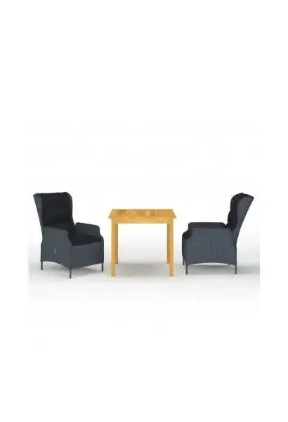 VIDAXL 3067744 Juego de sillones reclinables color gris con mesa de madera de acacia para jardín de vidaXL