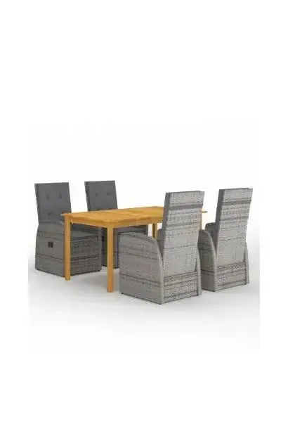 VIDAXL 3067810 Juego de comedor moderno para jardines exteriores con 5 piezas en color gris de vidaXL