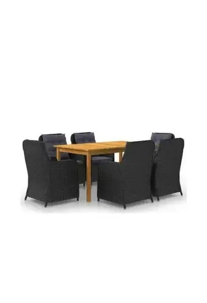 VIDAXL 3067823 Comedor de diseño moderno para jardines exteriores de 7 piezas color negro de vidaXL