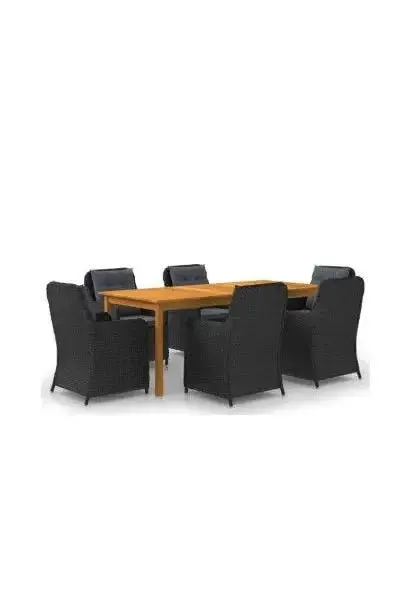 VIDAXL 3067913 Comedor para el exterior con 7 piezas de diseño moderno de acabado negro de vidaXL