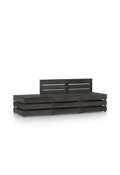 VIDAXL 3068052 Sofá para el jardín de 3 plazas fabricado en madera de pino impregnada en color gris de vidaXL