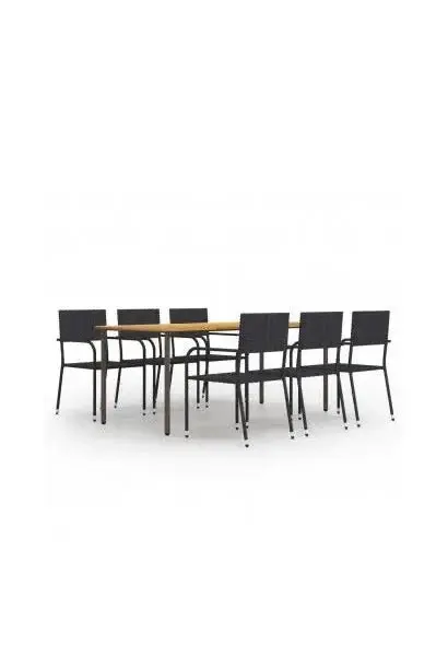 VIDAXL 3072507 Conjunto de muebles de madera y ratán sintético color negro para exterior de vidaXL