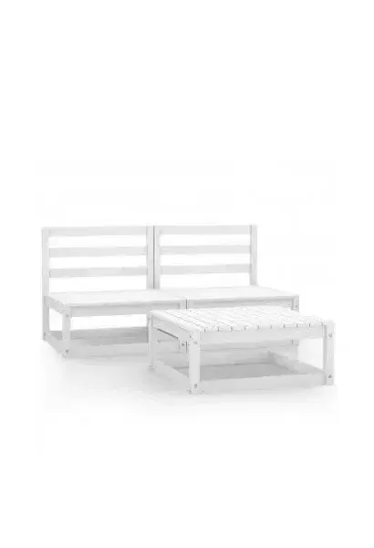 VIDAXL 3075235 Conjunto de sofás de jardín con mesa de madera maciza de pino en color blanco de vidaXL