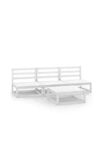 VIDAXL 3075305 Juego de muebles de jardín con 4 piezas fabricadas en madera en color blanco de vidaXL