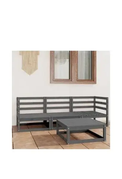 VIDAXL 3075326 Juego de muebles de jardín fabricado en madera maciza de pino en color gris de vidaXL