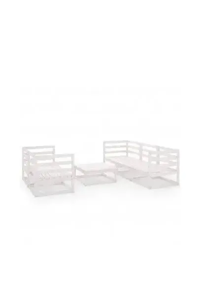 VIDAXL 3075330 Juego de sillones y mesa para jardín de 5 plazas madera de pino maciza blanca de vidaXL