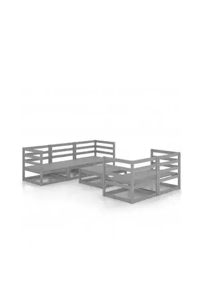 VIDAXL 3075331 Juego de sillones y mesa para jardín de 5 plazas madera de pino maciza gris de vidaXL