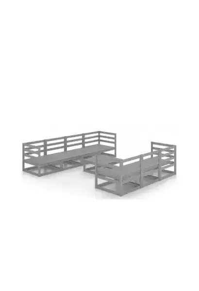 VIDAXL 3075371 Juego de muebles de pino para exterior con 8 piezas color gris sin cojines de vidaXL