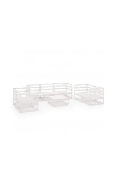 VIDAXL 3075455 Juego de salón de jardín de 8 piezas hecho de madera maciza de pino en color blanco de vidaXL