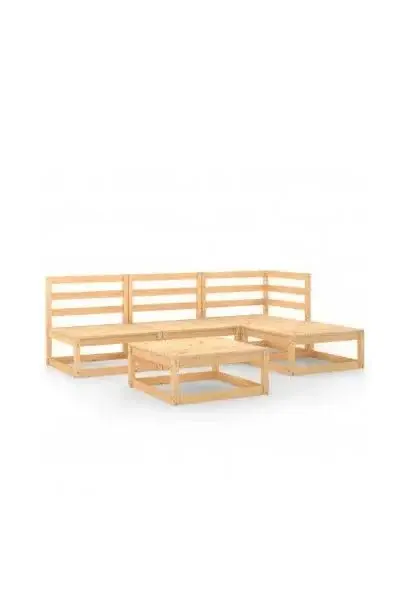 VIDAXL 3075489 Sofás para jardín de madera maciza de pino con un acabado en color natural madera de vidaXL