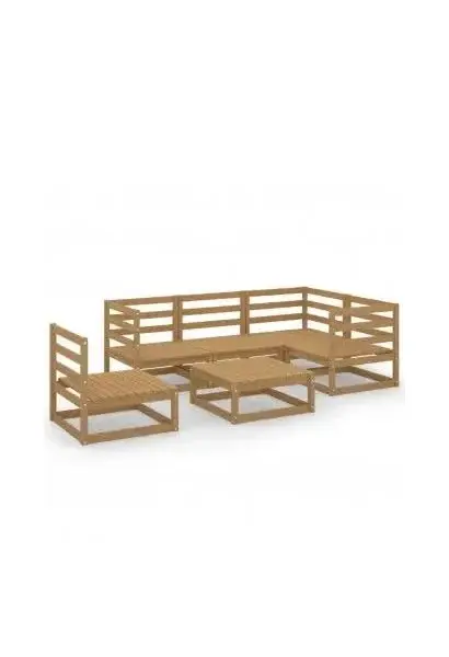 VIDAXL 3075582 Juego de 6 muebles para exterior de madera de pino con acabado marrón miel de vidaXL