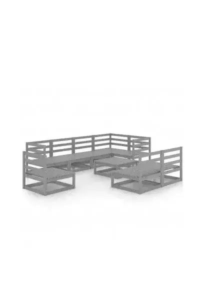 VIDAXL 3075631 Conjunto para jardín con 9 piezas de sofás con mesa en madera maciza de pino color gris de vidaXL